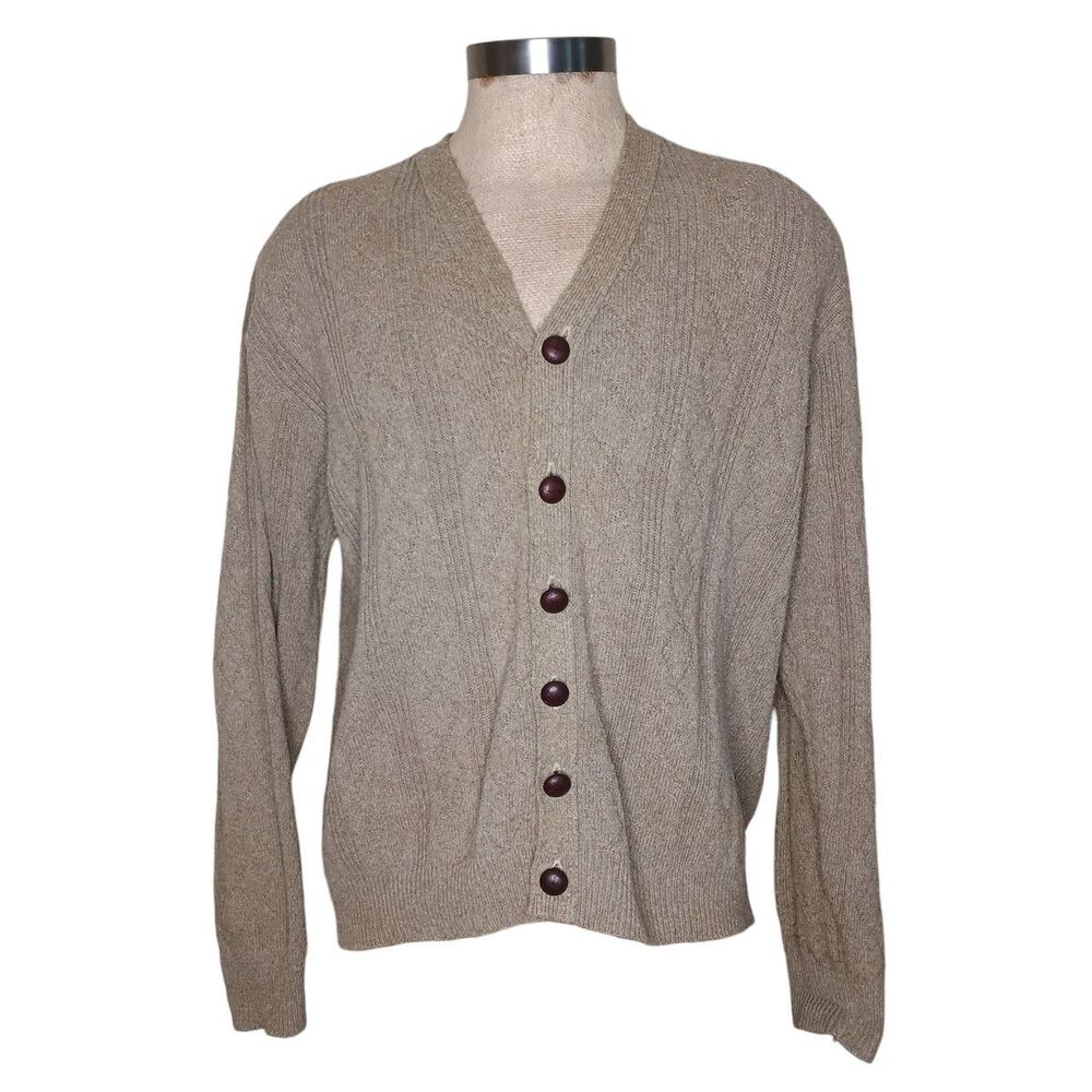 VTG Oscar de La Renta Sweater Men's Large Tan Designer Grandpacore